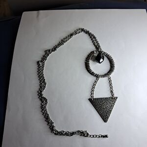 Modern Geometric Silvertone Necklace